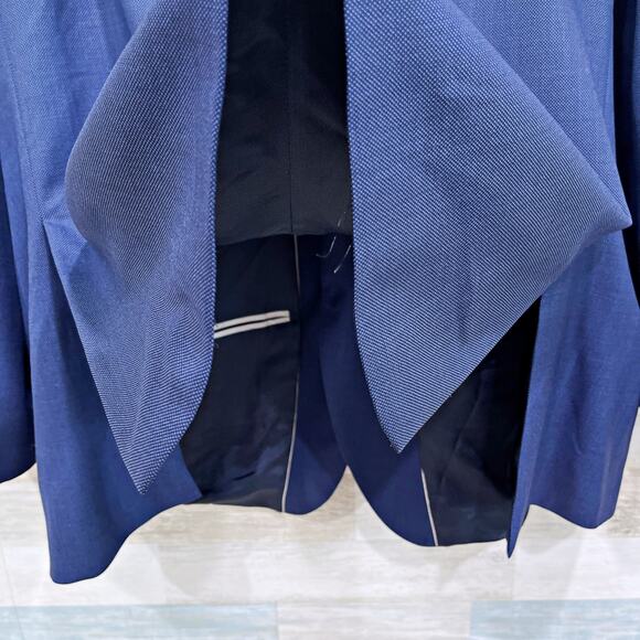 Hardy Minnis Savile Row Wool Birdseye Sport Coat Blue Ticket Pocket Mens 59R - Picture 7 of 10